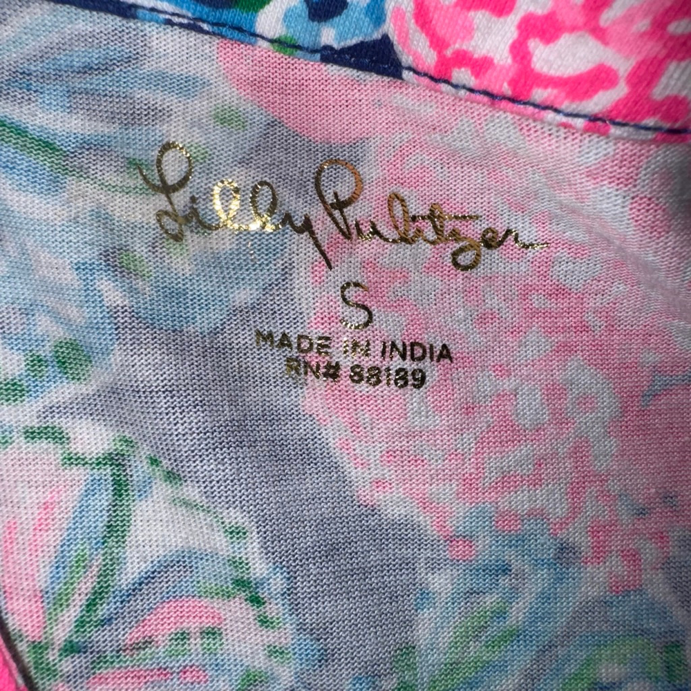 Lilly Pulitzer Lorina V-Neck Dress Oyster Bay Navy Shroom with View Sz Small NWT - Picture 4 of 12